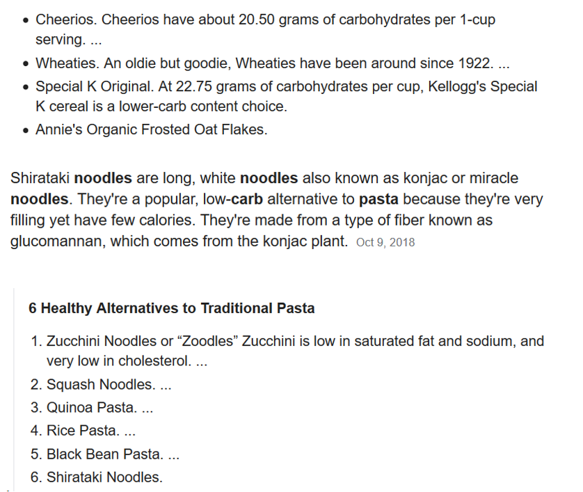 Ideas for Cereal and Pasta